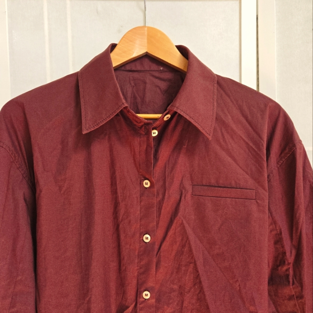 Acne studios maroon dark red cotton buttoned dress